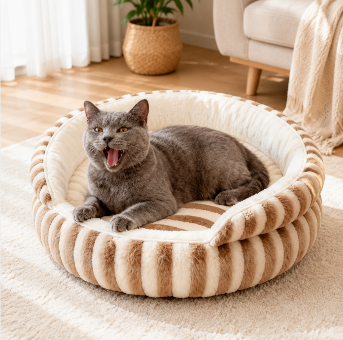 Soft Round Pet Bed Manufacturer China | OEM Custom Plush Cat Bed Supplier for Global Retailers and Brands